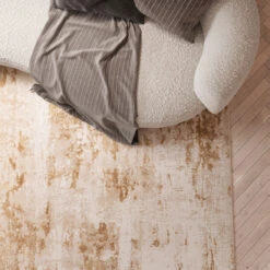 Distressed Beige Living Room Area Rug - Monroe -Kukoon Rugs Store Ludlow Monro Beige overhead SQ 5B2 5D