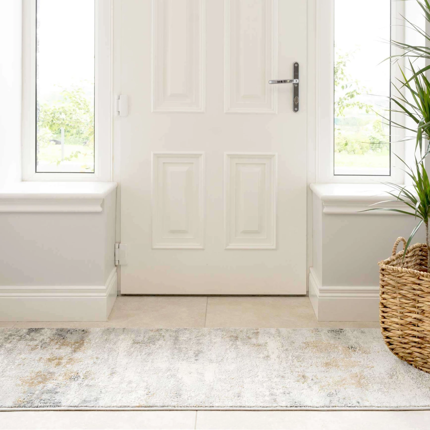 Modern Soft Grey Gold Distressed Abstract Hall Runner Rug 3 Modern Soft Grey Gold Distressed Abstract Hall Runner Rug