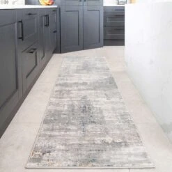 Grey Distressed Multicoloured Abstract Kitchen Runner Rug -Kukoon Rugs Store Ludlow 20soft 20living 20room 20rug 20 153 5B1 5D