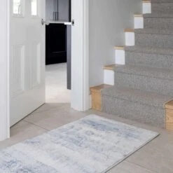 Soft Blue Distressed Abstract Kitchen Runner Rug -Kukoon Rugs Store Ludlow 20soft 20living 20room 20rug 20 38 5B2 5D