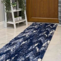 Blue Navy Chevron Mottled Shaggy Hall Runner Rug 9 Blue Navy Chevron Mottled Shaggy Hall Runner Rug -Kukoon Rugs Store MURANO 20SHAGGY 20RUG 20234 20 1 5B1 5D