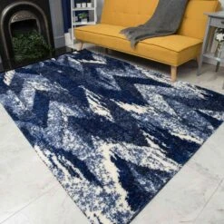Blue Navy Chevron Mottled Shaggy Hall Runner Rug 11 Blue Navy Chevron Mottled Shaggy Hall Runner Rug -Kukoon Rugs Store MURANO 20SHAGGY 20RUG 20234 20 1 5B3 5D