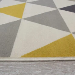 Large Yellow Grey Geometric Triangle Rug -Kukoon Rugs Store Mila 2517 GL44 Close Up 1ffea4be bf80 4c20 b357 e2c8ee225221
