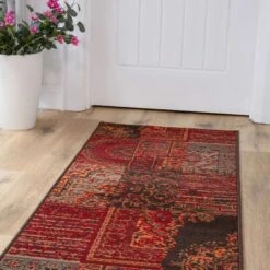 Patchwork Wine Hall Runner Rug 10 Patchwork Wine Hall Runner Rug -Kukoon Rugs Store Milan 1572 S52 0366 5B2 5D