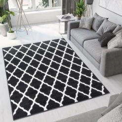 Black Moroccan Trellis Living Room Rug -Kukoon Rugs Store Milan 1799 BO11 Room Black Trellis Living Room Rug 2jpg
