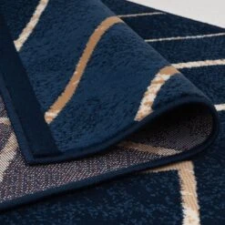 Navy Gold Art Deco Contempary Area Rug -Kukoon Rugs Store Milan 3694 X011 overhead 5B4 5D