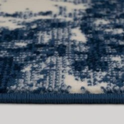 Navy Blue Distressed Living Room Rug -Kukoon Rugs Store Milan 3762 X033 overhead 5B3 5D