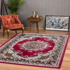 Red Traditional Medallion Living Room Rug -Kukoon Rugs Store Milan 4480 RO55 Room Red Traditional Medallion Living Room Rug 2jpg