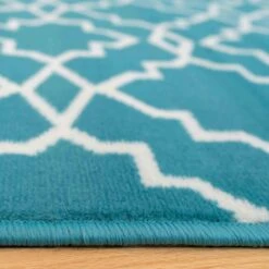 Blue Trellis Hall Runner Living Room Rug -Kukoon Rugs Store Milan Soho 3512 BS33 Runner Blue Teal Trellis Long Thin Hall Hallway Entrance Doorway Cheap Runners zpsskgg7ubj 5B4 5D