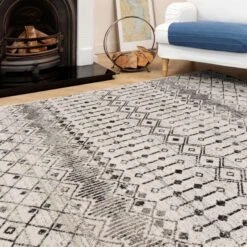 Grey Moroccan Tile Living Room Rug -Kukoon Rugs Store Moda 20Cheap 20Living 20Room 20Rugs 20 14 5B1 5D