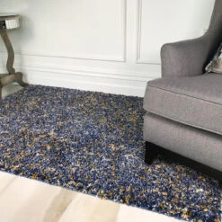 Blue Ochre Mottled Shaggy Rug 15 Blue Ochre Mottled Shaggy Rug -Kukoon Rugs Store Murano Blue Donnas Room 2
