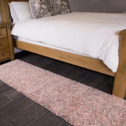 Blush Pink Shaggy Hallway Runner Rug -Kukoon Rugs Store Murano Blush Mottled Runner 2 Shaggy Pink Blush Stripe Girls Soft Fluffy Shag Pile Rug Living Room BedroomLarge Small Runner Area Rug