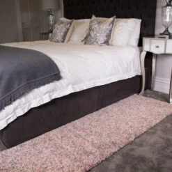 Blush Pink Shaggy Hallway Runner Rug -Kukoon Rugs Store Murano Blush Mottled Runner 3 Shaggy Pink Blush Stripe Girls Soft Fluffy Shag Pile Rug Living Room BedroomLarge Small Runner Area Rug