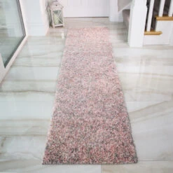 Blush Pink Shaggy Hallway Runner Rug
