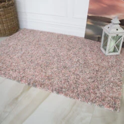 Blush Pink Mottled Shaggy Rug -Kukoon Rugs Store Murano Blush Mottled Shaggy Pink Blush Stripe Girls Soft Fluffy Shag Pile Rug Living Room BedroomLarge Small Runner Area Rug