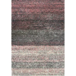 Blush Pink Stripe Shaggy Rug