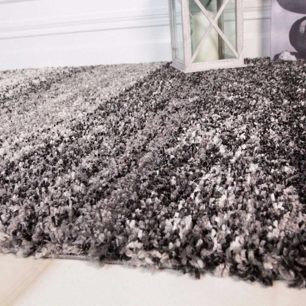 Super Soft Black Stripe Shaggy Bedroom Rug 5 Super Soft Black Stripe Shaggy Bedroom Rug - Image 3