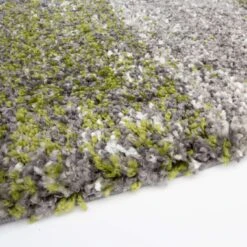 Mottled Stripe Dark Green Shaggy Rug -Kukoon Rugs Store Murano Stripe Dark Green Close Up Mottled Shaggy Living Room Rug 5B2 5D