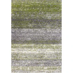 Mottled Stripe Dark Green Shaggy Rug