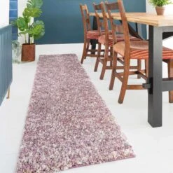 Rich Purple Mottled Shaggy Hall Runner Rug