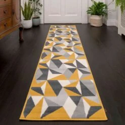 Geometric Yellow And Grey Rug -Kukoon Rugs Store OCHRE 3077 GL11 MILAN 11 5B1 5D