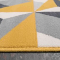 Geometric Yellow And Grey Rug -Kukoon Rugs Store OCHRE 3077 GL11 MILAN 11 5B4 5D