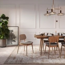 Beige Aztec Living Room Rug -Kukoon Rugs Store Oscar Sophia Beige 08066 dining room copy