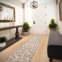 Beige Grey Multi Tile Area Rug -Kukoon Rugs Store Oscar argyle beige RR hall final