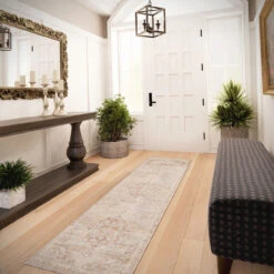 Traditional Distressed Chic Beige Area Rug -Kukoon Rugs Store Oscar demelza beige RR hall final 1