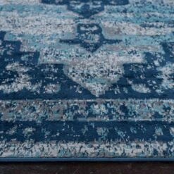 Faded Distressed Navy Blue Oriental Runner Rug -Kukoon Rugs Store Oscar demelza navy 4