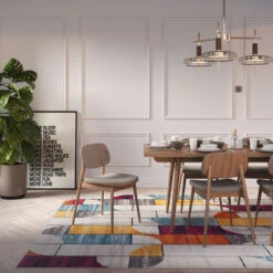 Colourful Wabi Sabi Area Rug -Kukoon Rugs Store Oscar pescara multi dining room side on 3