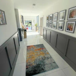 Gold Blue Distressed Living Room Rug - Mia 16 Gold Blue Distressed Living Room Rug - Mia -Kukoon Rugs Store OscarMiaMulti 1