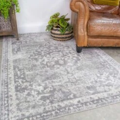 Faded Distressed Grey Oriental Pattern Runner Rug -Kukoon Rugs Store Oscar 202ab 20 1 5B1 5D