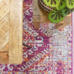 Fuschia Pink Oriental Distressed Runner Rug -Kukoon Rugs Store Oscar 202ab 20 35 5B4 5D