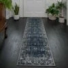 Faded Distressed Navy Oriental Pattern Runner Rug 1 Faded Distressed Navy Oriental Pattern Runner Rug -Kukoon Rugs Store Oscar 202ab 20 78