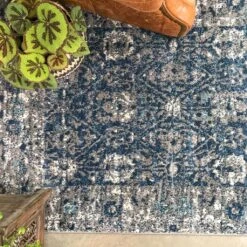 Faded Distressed Navy Oriental Pattern Runner Rug -Kukoon Rugs Store Oscar 202ab 20 78 5B2 5D