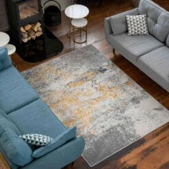 Distressed Ochre Yellow Pastel Soft Living Room Rug -Kukoon Rugs Store Oscar 20Rugs 201azx 20 46