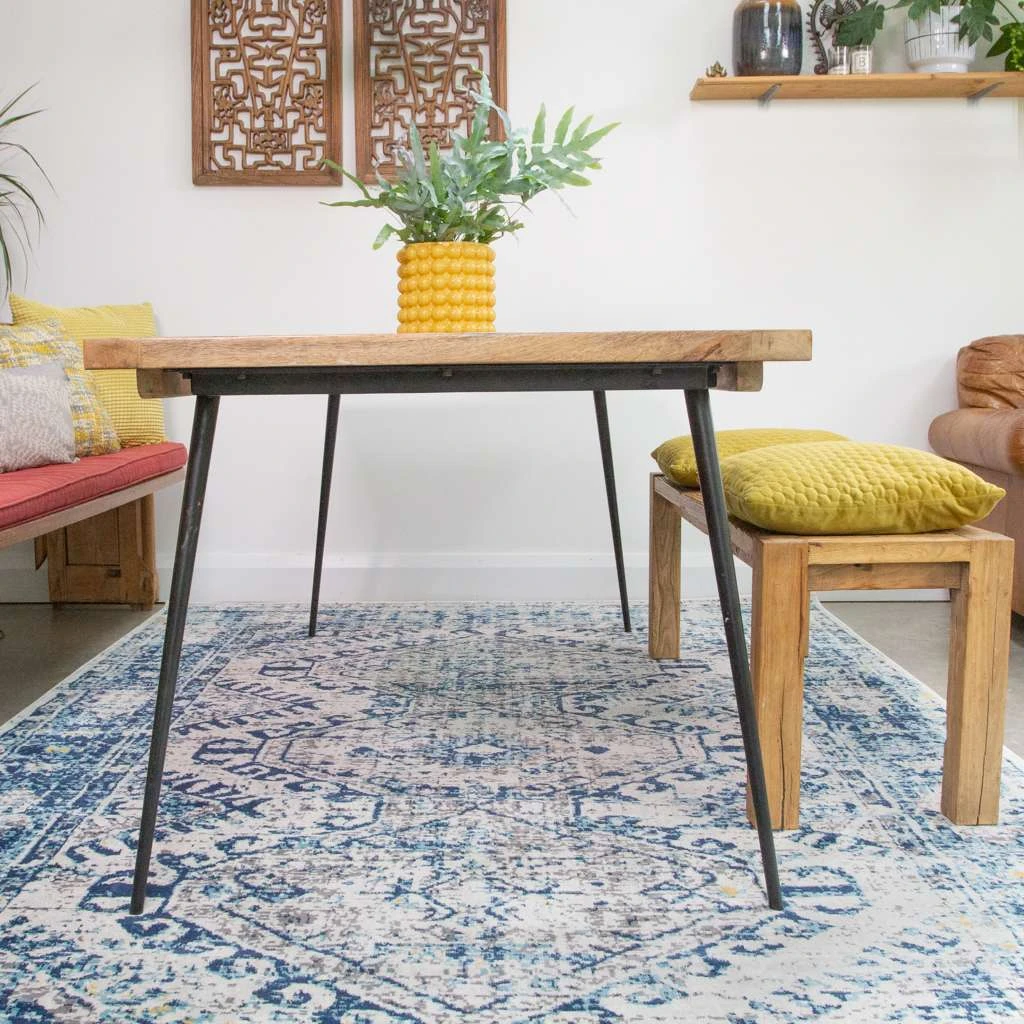 Blue Oriental Distressed Vintage Rug - Image 2