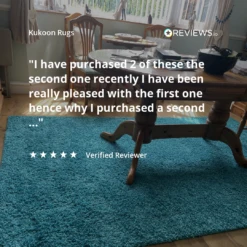 Super Soft Teal Blue Shaggy Rug -Kukoon Rugs Store REVIEWS.io Social Proof Image 5