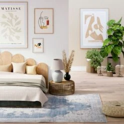 Flatwoven Washable Denim Blue Area Rug - Ballina -Kukoon Rugs Store Renuu ballina bedroom final