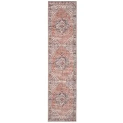 Flatwoven Washable Terracotta Medallion Area Rug - Neeve -Kukoon Rugs Store Renuu nevee RR 00164 overhead sq