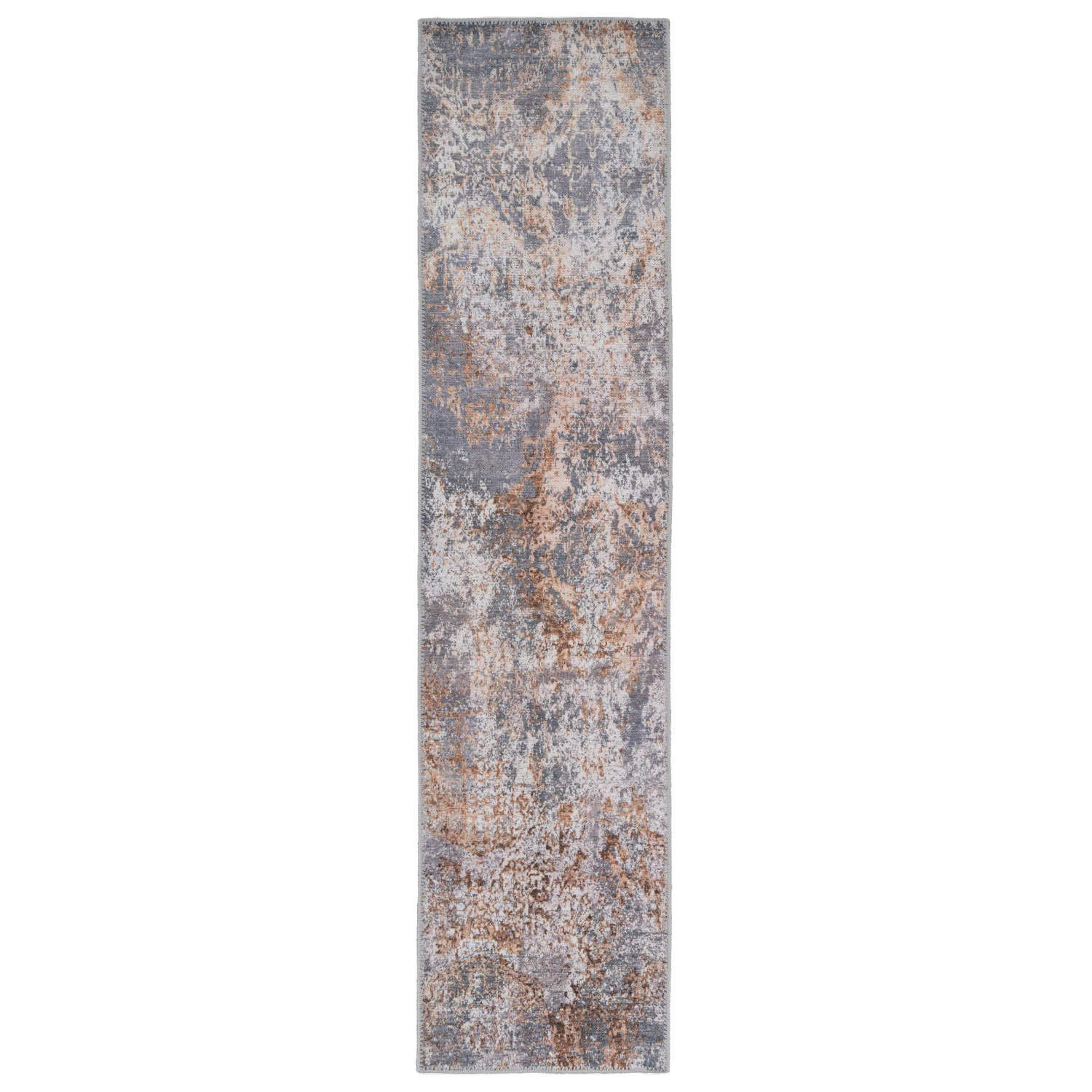Washable Distressed Copper Blue Runner - Tobin 3 Washable Distressed Copper Blue Runner - Tobin