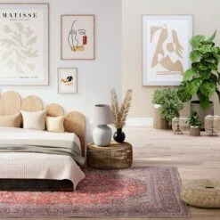 Flatwoven Washable Red Oriental Area Rug - Tullow -Kukoon Rugs Store Renuu tullow bedroom final