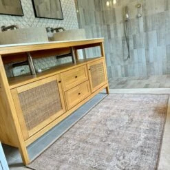 Flatwoven Washable Traditional Distressed Beige Rug - Zoe 33 Flatwoven Washable Traditional Distressed Beige Rug - Zoe -Kukoon Rugs Store Renuu Zoe Beige Bathroom Rug 1