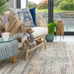 Soft Modern Blue Distressed Scratched Effect Rugs - Scatter 17 Soft Modern Blue Distressed Scratched Effect Rugs - Scatter -Kukoon Rugs Store RiveriaScatterBlue