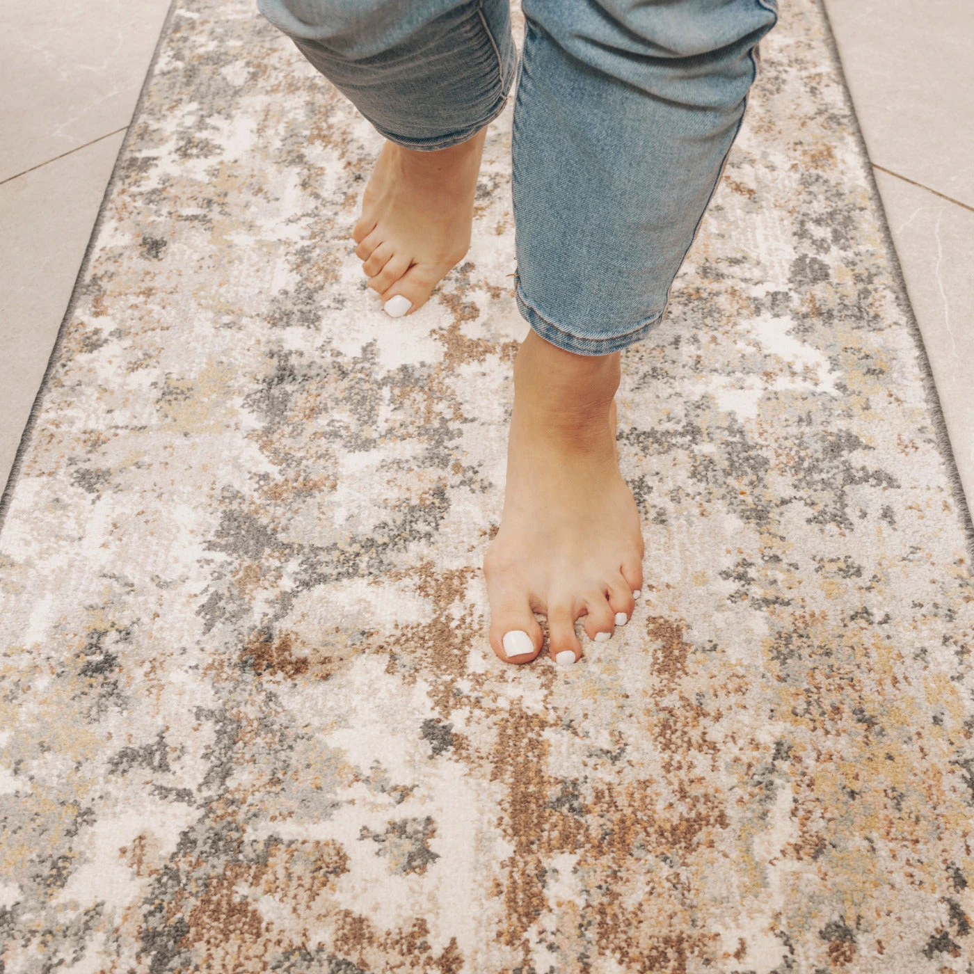 Soft Modern Blue Grey Painted Canvas Effect Rugs - Artist 9 Soft Modern Blue Grey Painted Canvas Effect Rugs - Artist - Image 7