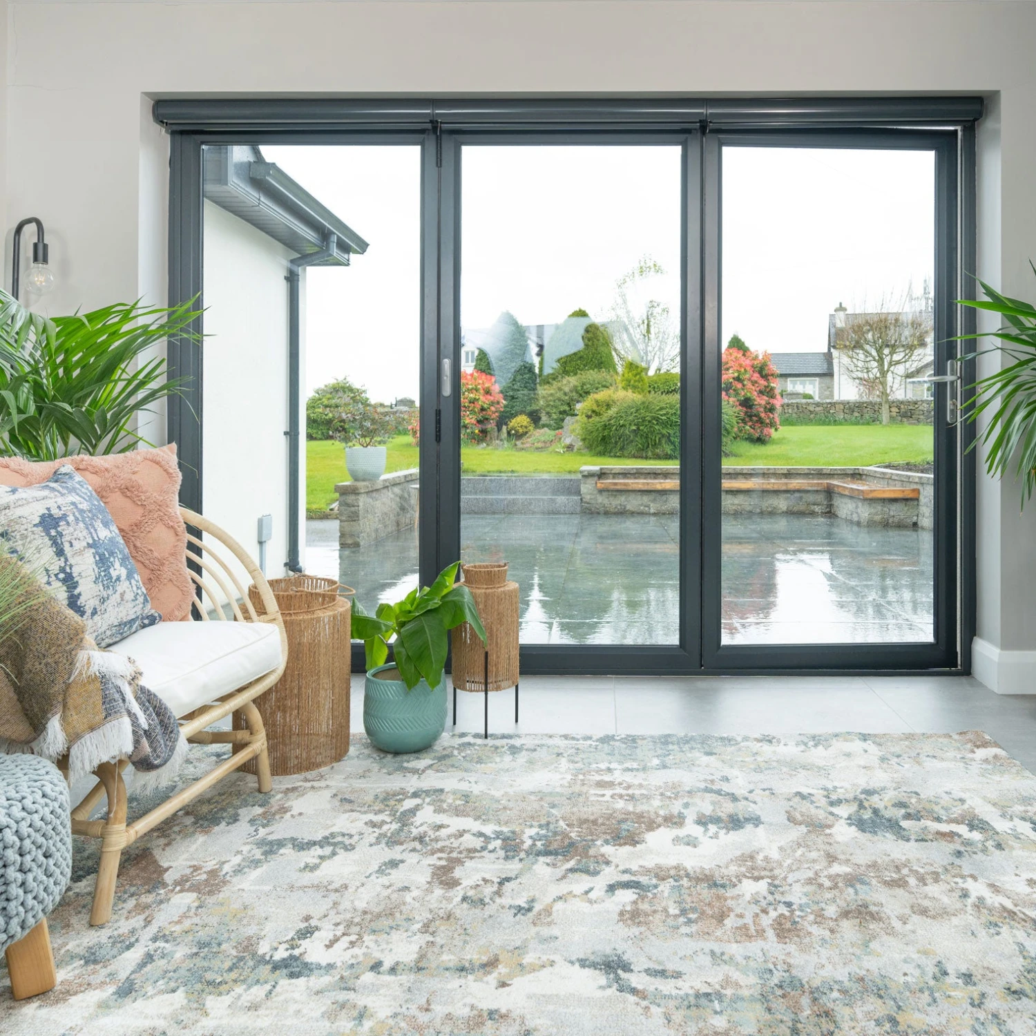 Soft Modern Blue Grey Painted Canvas Effect Rugs - Artist 12 Soft Modern Blue Grey Painted Canvas Effect Rugs - Artist - Image 10