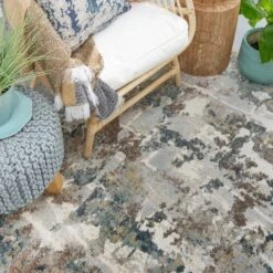 Soft Modern Blue Grey Painted Canvas Effect Rugs - Artist 21 Soft Modern Blue Grey Painted Canvas Effect Rugs - Artist -Kukoon Rugs Store RivieraArtistBlue