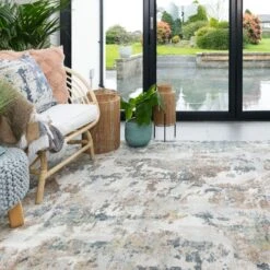 Soft Modern Blue Grey Painted Canvas Effect Rugs - Artist 20 Soft Modern Blue Grey Painted Canvas Effect Rugs - Artist -Kukoon Rugs Store RivieraArtistBlue2