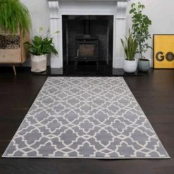 Grey Trellis Hallway Runner Rug -Kukoon Rugs Store Soho 3512 WS22 0321 5B5 5D